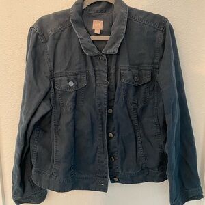 J Jill Dark Blue Linen Jacket